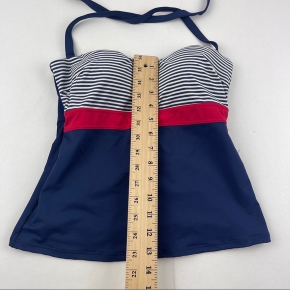 Niptuck Swim Top Womens 10 Blue Red Striped - Picture 5 of 8